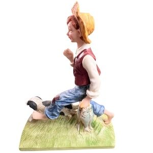 Norman Rockwell Ceramic Figurine "Goin Fishin" 1984 Fishing Pole Is Missing